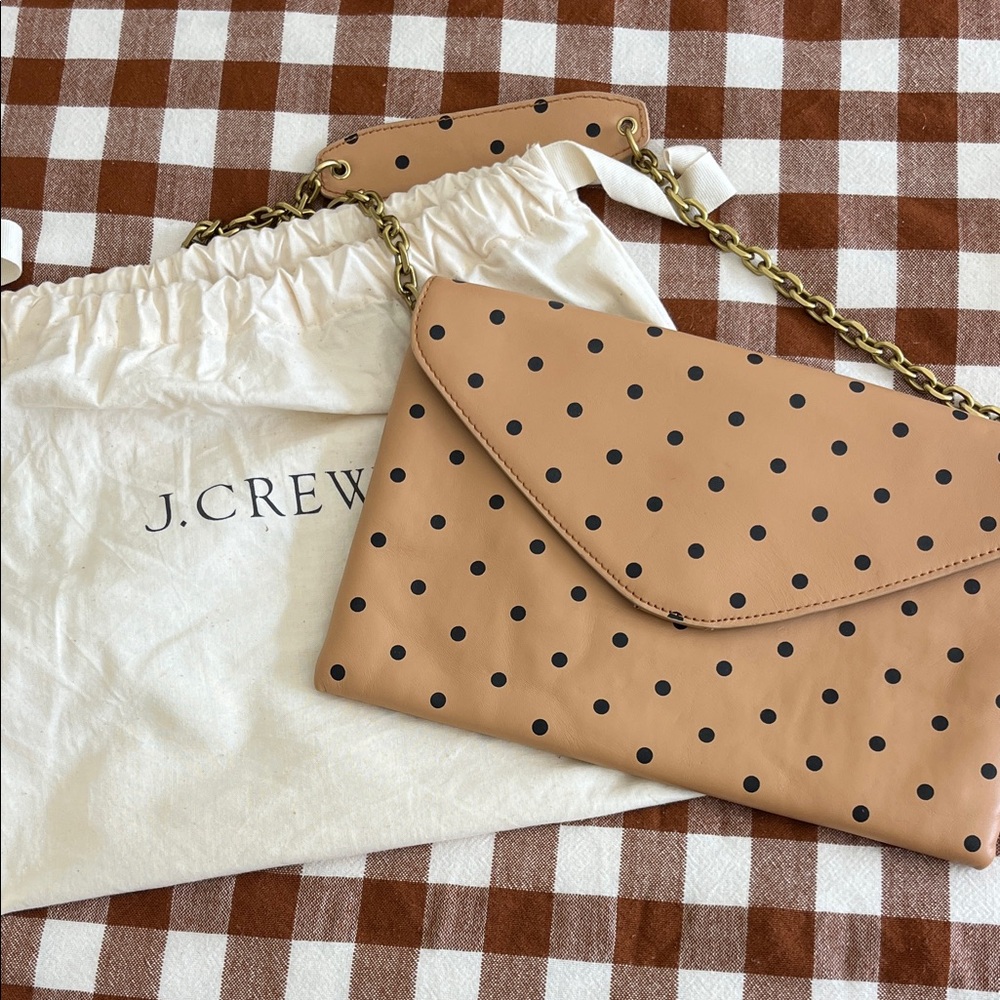 J. Crew Tan Polka Dot Shoulder Bag Clutch